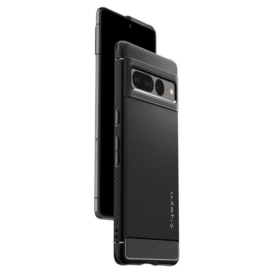 Husa pentru Google Pixel 7 Pro - Spigen Rugged Armor - Matte Black (Pixel 7 Pro, ACS04725) by www.silkase.ro