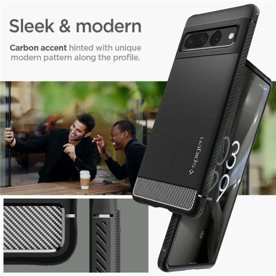 Husa pentru Google Pixel 7 Pro - Spigen Rugged Armor - Matte Black (Pixel 7 Pro, ACS04725) by www.silkase.ro