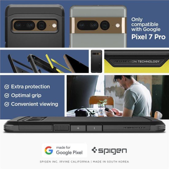 Husa Spigen Tough Armor compatibila cu Google Pixel 7 Pro Black (Pixel 7 Pro, ACS04728) by www.silkase.ro