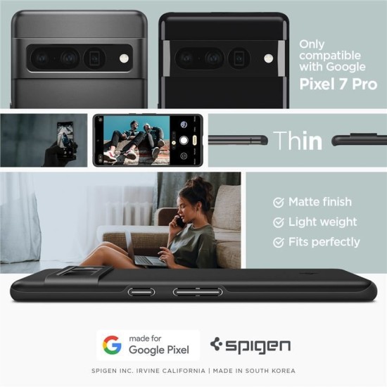 Husa pentru Google Pixel 7 Pro, Spigen Thin Fit, Black (Pixel 7 Pro, ACS04733) by www.silkase.ro