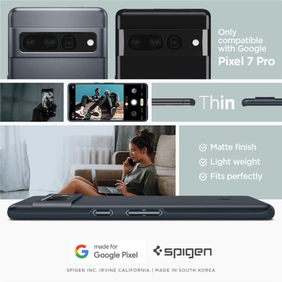 Husa slim Spigen Thin Fit compatibila cu Google Pixel 7 Pro Metal Slate (Spigen, Pixel 7 Pro) by www.silkase.ro Husa slim Spigen Thin Fit compatibila cu Google Pixel 7 Pro Metal Slate (Pixel 7 Pro, ACS04734) by www.silkase.ro