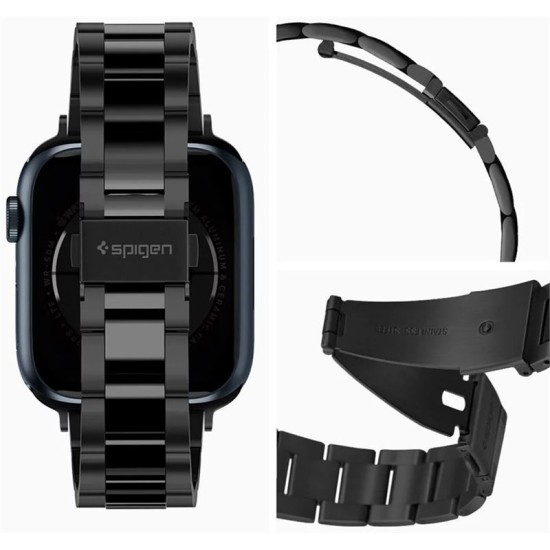 Curea otel inoxidabil Spigen Modern Fit compatibila cu Apple Watch 4/5/6/7/8/SE 38/40/41mm Black (Ingredi, AMP04803) by www.silkase.ro