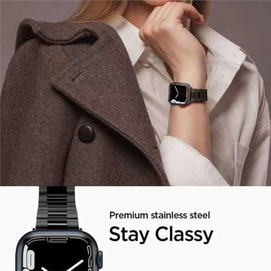 Curea otel inoxidabil Spigen Modern Fit compatibila cu Apple Watch 4/5/6/7/8/SE 38/40/41mm Black (Ingredi, AMP04803) by www.silkase.ro