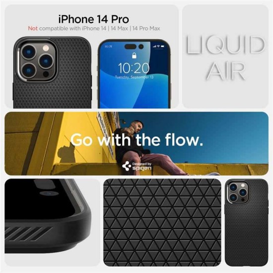 Husa pentru iPhone 14 Pro, Spigen Liquid Air, Matte Black (Spigen, iPhone 14 Pro) by www.silkase.ro Husa pentru iPhone 14 Pro, Spigen Liquid Air, Matte Black (iPhone 14 Pro, ACS04957) by www.silkase.ro
