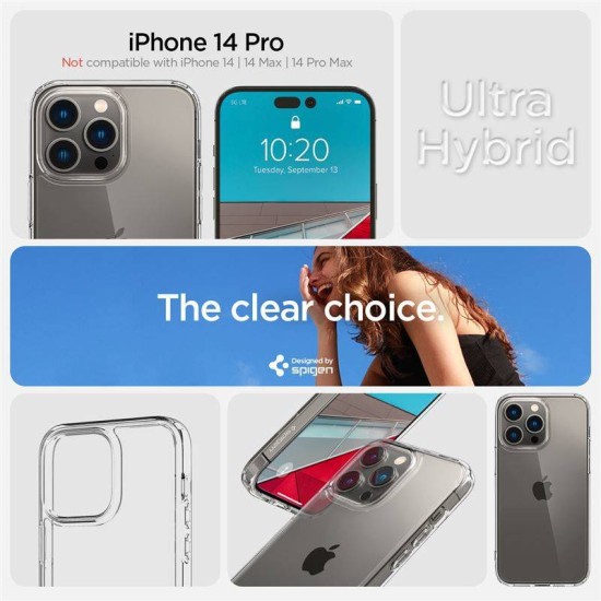 Husa Spigen Ultra Hybrid compatibila cu iPhone 14 Pro Crystal Clear (Spigen, iPhone 14 Pro) by www.silkase.ro Husa Spigen Ultra Hybrid compatibila cu iPhone 14 Pro Crystal Clear (iPhone 14 Pro, ACS04960) by www.silkase.ro