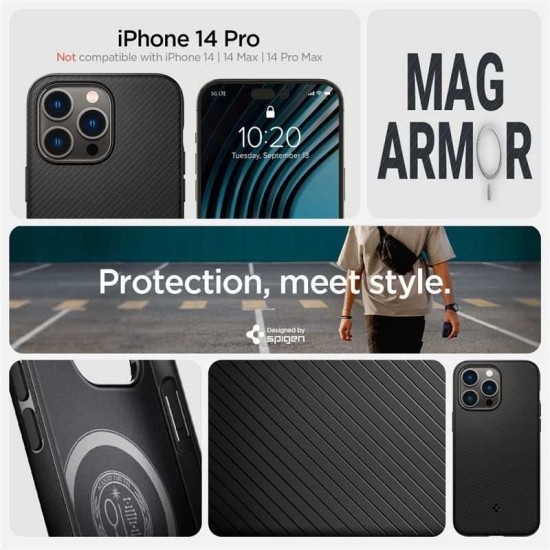 Husa Spigen Mag Armor compatibila cu iPhone 14 Pro Matte Black (Spigen, iPhone 14 Pro) by www.silkase.ro Husa Spigen Mag Armor compatibila cu iPhone 14 Pro Matte Black (iPhone 14 Pro, ACS04989) by www.silkase.ro