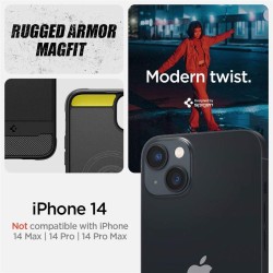 Husa Spigen Rugged Armor MagSafe compatibila cu iPhone 14 Matte Black