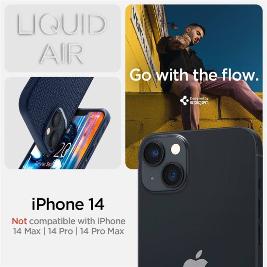 Husa Apple iPhone 14 Spigen Liquid Air - Navy Blue (iPhone 14, ACS05038) by www.silkase.ro