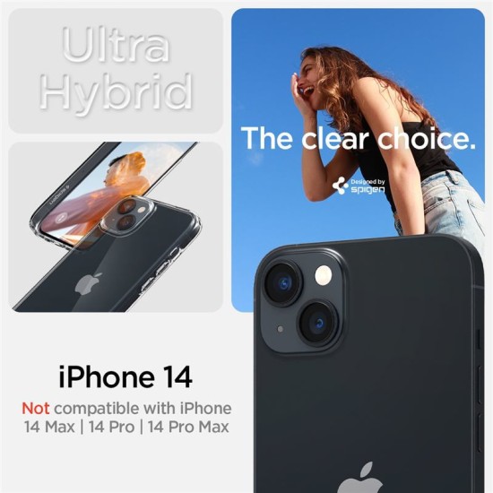 Husa Spigen Ultra Hybrid compatibila cu iPhone 14 Crystal Clear (Spigen, iPhone 14) by www.silkase.ro Husa Spigen Ultra Hybrid compatibila cu iPhone 14 Crystal Clear (iPhone 14, ACS05040) by www.silkase.ro