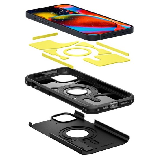 Husa de protectie compatibila cu iPhone 14, Spigen, Tough Armor Mag Safe, Black (iPhone 14, ACS05062) by www.silkase.ro