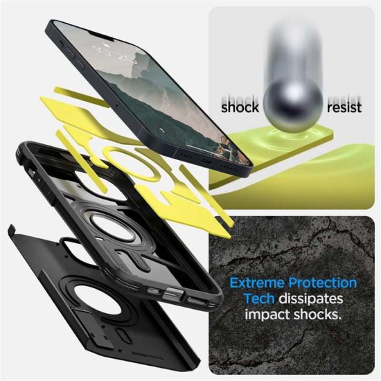 Husa de protectie compatibila cu iPhone 14, Spigen, Tough Armor Mag Safe, Black (iPhone 14, ACS05062) by www.silkase.ro