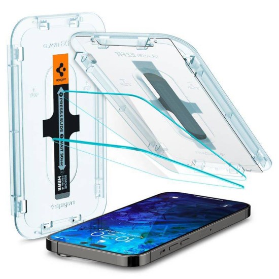 Set 2 folii sticla cu sistem de montare Case friendly Spigen GLAStR EZ FIT compatibil cu iPhone 14 Pro Max (Spigen, Ingredi) by www.silkase.ro Set 2 folii sticla cu sistem de montare Case friendly Spigen GLAStR EZ FIT compatibil cu iPhone 14 Pro Max (Ingredi, AGL05202) by www.silkase.ro