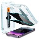 Set 2 folii sticla cu sistem de montare Case friendly Spigen GLAStR EZ FIT compatibil cu iPhone 14 Pro Max Privacy (Ingredi, AGL05203) by www.silkase.ro