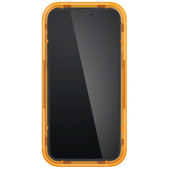 Set 2 folii sticla cu sistem de montare Case friendly Spigen ALM Glass FC compatibila cu iPhone 14 Pro Max Black (Ingredi, AGL05204) by www.silkase.ro