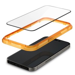Set 2 folii sticla cu sistem de montare Case friendly Spigen ALM Glass FC compatibila cu iPhone 14 Pro Max Black