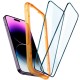 Set 2 folii sticla cu sistem de montare Case friendly Spigen ALM Glass FC compatibila cu iPhone 14 Pro Max Black (Ingredi, AGL05204) by www.silkase.ro