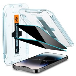 Set 2 folii sticla cu sistem de montare Case friendly Spigen GLAStR EZ FIT compatibil cu iPhone 14 Pro Privacy