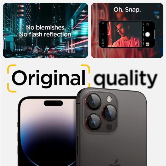 Set 6 protectii sticla camera foto Spigen Optik EZ FIT L Series compatibil cu iPhone 14 Pro / 14 Pro Max / 15 Pro / 15 Pro Max / 16 Pro / 16 Pro Max Black (Ingredi, AGL05217) by www.silkase.ro