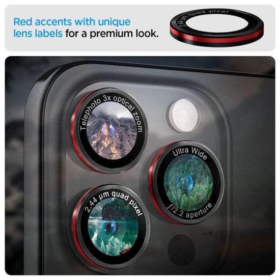 Set 6 protectii sticla camera foto Spigen Optik EZ FIT L Series compatibil cu iPhone 14 Pro / 14 Pro Max / 15 Pro / 15 Pro Max / 16 Pro / 16 Pro Max Black (Ingredi, AGL05217) by www.silkase.ro
