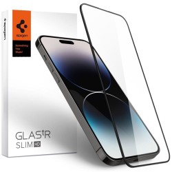 Folie Sticla Protectie Pentru iPhone 14 Pro, Spigen, Tempered Glass, Duritate 9H, Negru