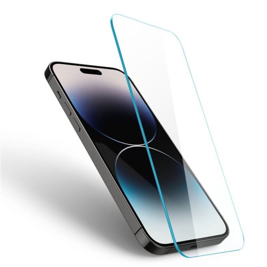 Folie sticla transparenta Case friendly Spigen GLAStR SLIM compatibila cu iPhone 14 Pro (Ingredi, AGL05222) by www.silkase.ro