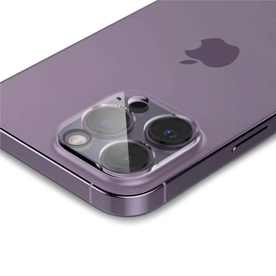 Set 2 folii sticla camera foto Spigen Optik compatibil cu iPhone 14 Pro / 14 Pro Max Clear (Ingredi, AGL05228) by www.silkase.ro