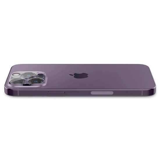 Set 2 folii sticla camera foto Spigen Optik compatibil cu iPhone 14 Pro / 14 Pro Max Clear (Ingredi, AGL05228) by www.silkase.ro