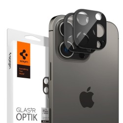 Set 2 folii sticla camera foto Spigen Optik compatibil cu iPhone 14 Pro / 14 Pro Max / 15 Pro / 15 Pro Max / 16 Pro / 16 Pro Max Black