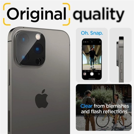Set 2 folii sticla camera foto Spigen Optik compatibil cu iPhone 14 Pro / 14 Pro Max / 15 Pro / 15 Pro Max / 16 Pro / 16 Pro Max Black (Ingredi, AGL05273) by www.silkase.ro