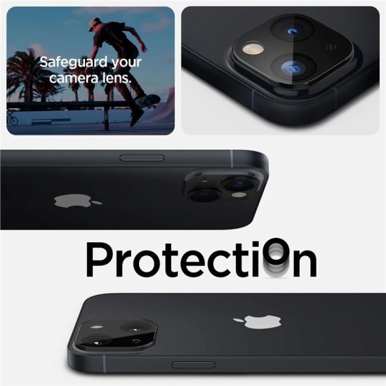 Set 2 folii sticla camere Spigen Optik Pro pentru iPhone 14/14 Plus, negru, full cover (iPhone 14, AGL05274) by www.silkase.ro