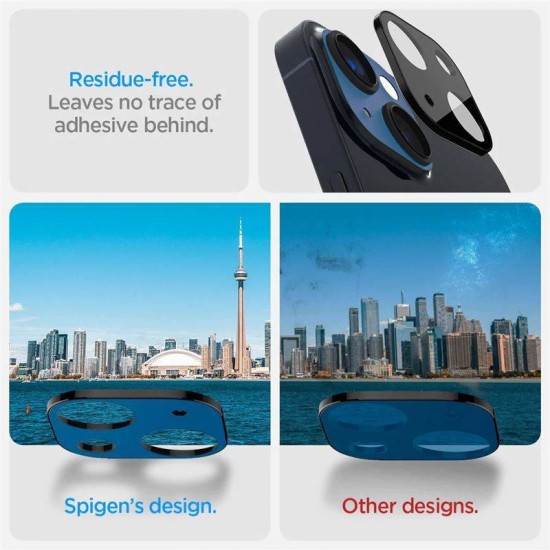 Set 2 folii sticla camere Spigen Optik Pro pentru iPhone 14/14 Plus, negru, full cover (iPhone 14, AGL05274) by www.silkase.ro
