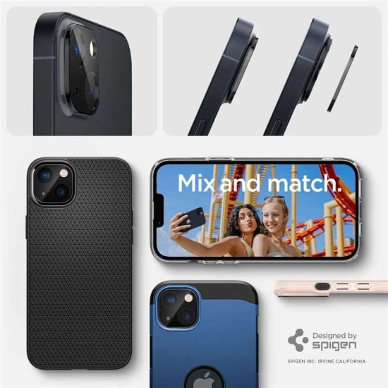 Set 2 folii sticla camere Spigen Optik Pro pentru iPhone 14/14 Plus, negru, full cover (iPhone 14, AGL05274) by www.silkase.ro
