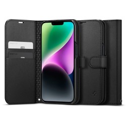 Husa cu snur Spigen Wallet S compatibila cu iPhone 14 Black