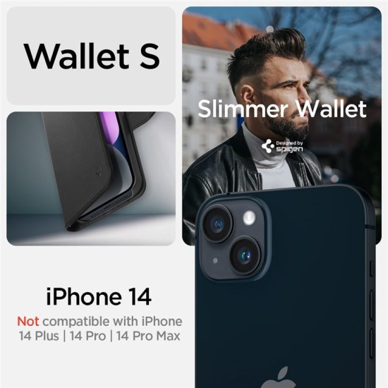 Husa cu snur Spigen Wallet S compatibila cu iPhone 14 Black (Spigen, iPhone 14) by www.silkase.ro Husa cu snur Spigen Wallet S compatibila cu iPhone 14 Black (iPhone 14, ACS05421) by www.silkase.ro