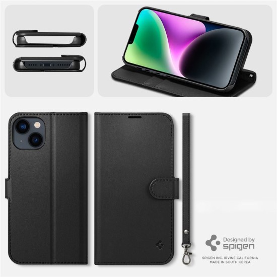 Husa cu snur Spigen Wallet S compatibila cu iPhone 14 Black (Spigen, iPhone 14) by www.silkase.ro Husa cu snur Spigen Wallet S compatibila cu iPhone 14 Black (iPhone 14, ACS05421) by www.silkase.ro