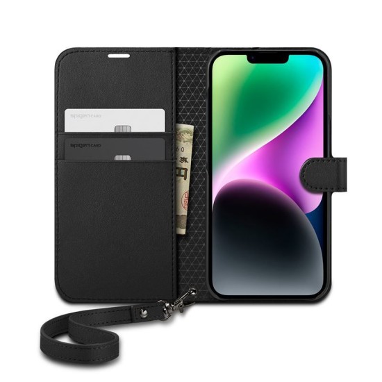 Husa cu snur Spigen Wallet S compatibila cu iPhone 14 Black (Spigen, iPhone 14) by www.silkase.ro Husa cu snur Spigen Wallet S compatibila cu iPhone 14 Black (iPhone 14, ACS05421) by www.silkase.ro