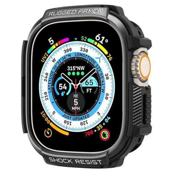 Husa Spigen Rugged Armor compatibila cu Apple Watch Ultra/Ultra 2 49mm Matte Black (Spigen, Ingredi) by www.silkase.ro Husa Spigen Rugged Armor compatibila cu Apple Watch Ultra/Ultra 2 49mm Matte Black (Ingredi, ACS05456) by www.silkase.ro