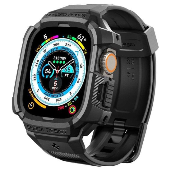 Husa Spigen Rugged Armor Pro compatibila cu Apple Watch Ultra 49mm Black (Ingredi, ACS05460) by www.silkase.ro