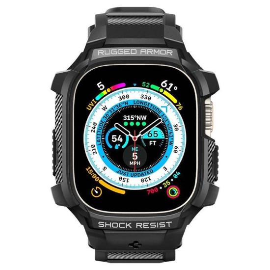 Husa Spigen Rugged Armor Pro compatibila cu Apple Watch Ultra 49mm Black (Ingredi, ACS05460) by www.silkase.ro