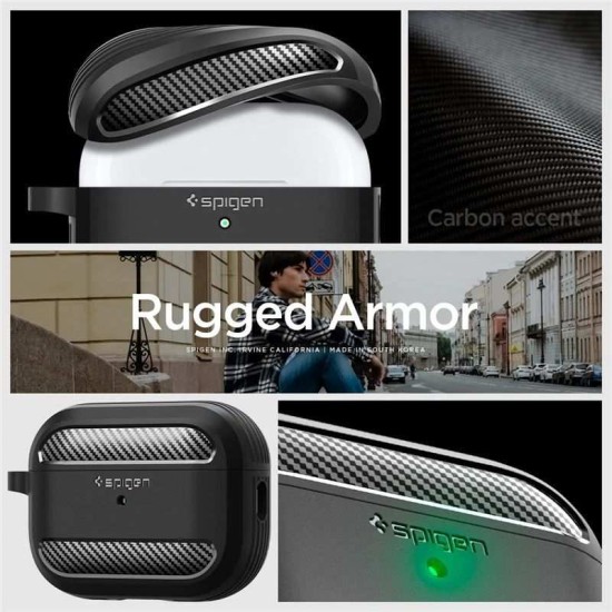 Husa Spigen Rugged Armor compatibila cu Apple AirPods Pro 2 Black (Spigen, Ingredi) by www.silkase.ro Husa Spigen Rugged Armor compatibila cu Apple AirPods Pro 2 Black (Ingredi, ACS05482) by www.silkase.ro