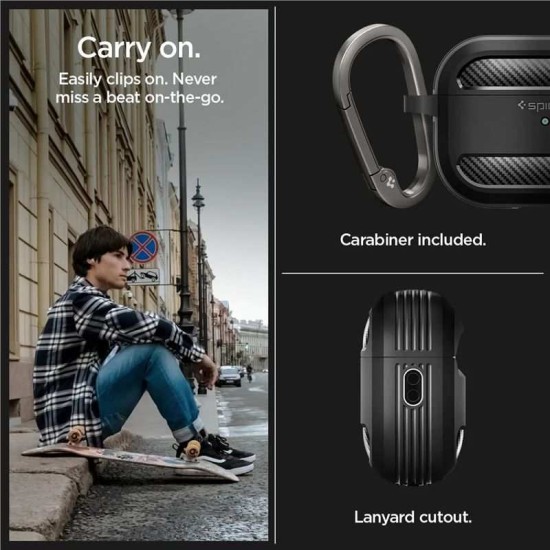 Husa Spigen Rugged Armor compatibila cu Apple AirPods Pro 2 Black (Spigen, Ingredi) by www.silkase.ro Husa Spigen Rugged Armor compatibila cu Apple AirPods Pro 2 Black (Ingredi, ACS05482) by www.silkase.ro