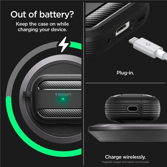 Husa Spigen Rugged Armor compatibila cu Apple AirPods Pro 2 Black (Spigen, Ingredi) by www.silkase.ro Husa Spigen Rugged Armor compatibila cu Apple AirPods Pro 2 Black (Ingredi, ACS05482) by www.silkase.ro