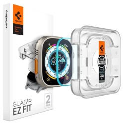 Set 2 folii sticla transparente cu sistem de montare Spigen GLAStR EZ FIT compatibil cu Apple Watch Ultra 49mm