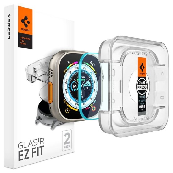 Set 2 folii sticla transparente cu sistem de montare Spigen GLAStR EZ FIT compatibil cu Apple Watch Ultra 49mm (Spigen, Ingredi) by www.silkase.ro Set 2 folii sticla transparente cu sistem de montare Spigen GLAStR EZ FIT compatibil cu Apple Watch Ultra 49mm (Ingredi, AGL05556) by www.silkase.ro