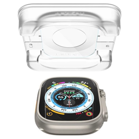Set 2 folii sticla transparente cu sistem de montare Spigen GLAStR EZ FIT compatibil cu Apple Watch Ultra 49mm (Spigen, Ingredi) by www.silkase.ro Set 2 folii sticla transparente cu sistem de montare Spigen GLAStR EZ FIT compatibil cu Apple Watch Ultra 49mm (Ingredi, AGL05556) by www.silkase.ro