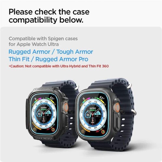 Set 2 folii sticla transparente cu sistem de montare Spigen GLAStR EZ FIT compatibil cu Apple Watch Ultra 49mm (Spigen, Ingredi) by www.silkase.ro Set 2 folii sticla transparente cu sistem de montare Spigen GLAStR EZ FIT compatibil cu Apple Watch Ultra 49mm (Ingredi, AGL05556) by www.silkase.ro