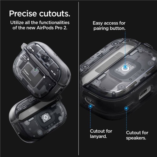 Husa pentru Apple AirPods Pro 2, Spigen, Policarbonat, Gri (Spigen, Ingredi) by www.silkase.ro Husa pentru Apple AirPods Pro 2, Spigen, Policarbonat, Gri (Ingredi, ACS05593) by www.silkase.ro