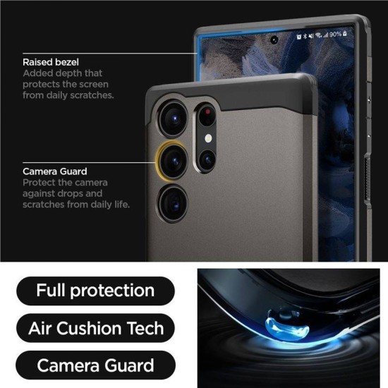 Husa Spigen Tough Armor compatibila cu Samsung Galaxy S23 Ultra Gunmetal (Spigen, S23 Ultra) by www.silkase.ro Husa Spigen Tough Armor compatibila cu Samsung Galaxy S23 Ultra Gunmetal (S23 Ultra, ACS05624) by www.silkase.ro