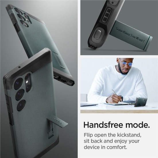 Husa Spigen Tough Armor compatibila cu Samsung Galaxy S23 Ultra Green (S23 Ultra, ACS05625) by www.silkase.ro