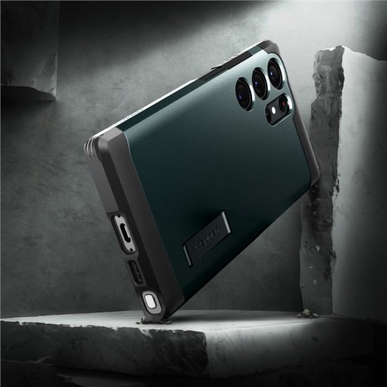 Husa Spigen Tough Armor compatibila cu Samsung Galaxy S23 Ultra Green (S23 Ultra, ACS05625) by www.silkase.ro
